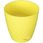 Горшок для цветов пластиковый 1л d-13,5см «Румба» с поддоном лимон