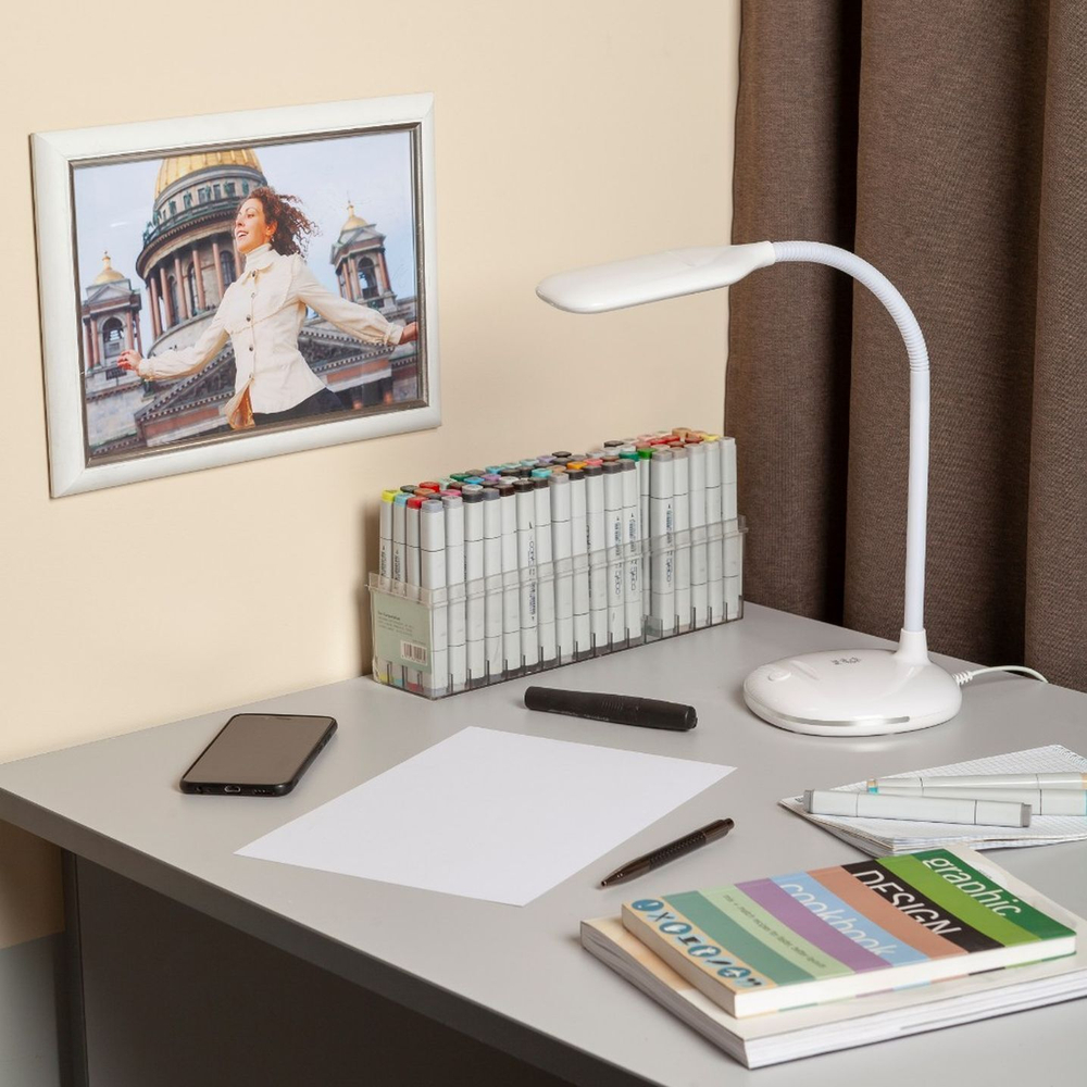 Светильник настольный LED, 8 Вт, белый, Эра, NLED-477-8W-W, 20х120, Б0041082