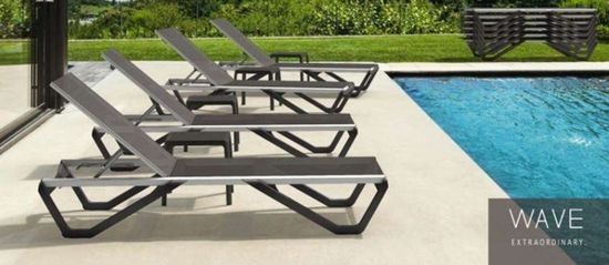 Шезлонг-лежак металлический Wave антрацит Турция
