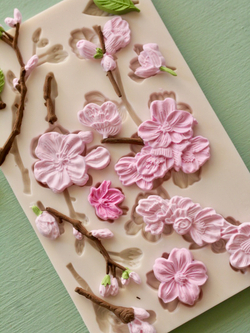 Прямоугольный молд "Вишня, саккура с листьями и ветками"