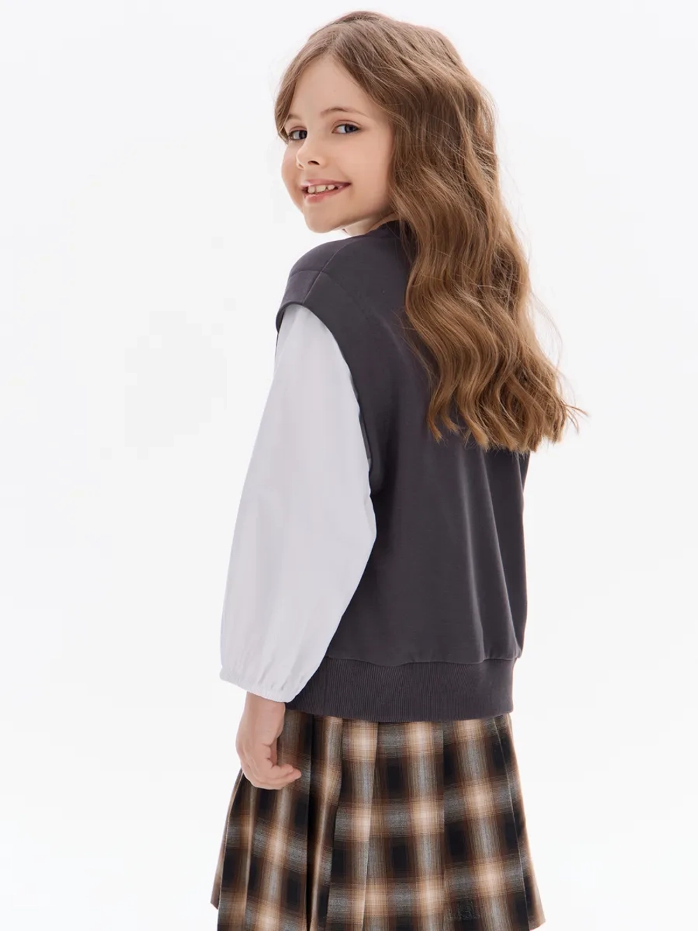 Свитшот-рубашка с эффектом двойки