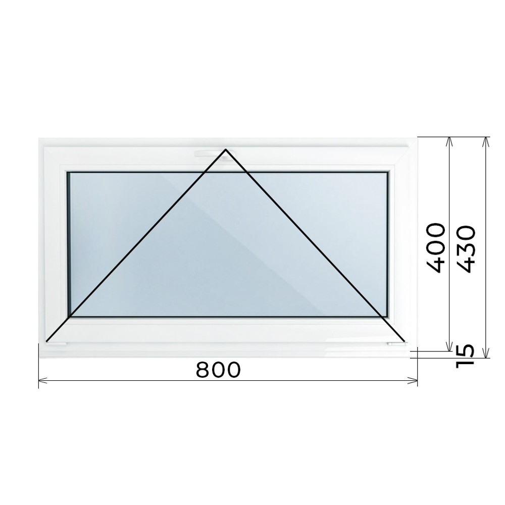 Пластиковое окно 400 х 800 фрамуга (форточка) ТермА Эко