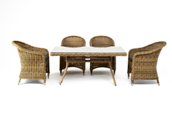 "Латте–140 R" обеденная группа плетеная, цвет соломенный