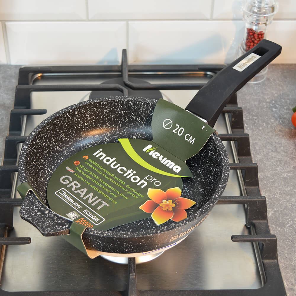 Сковорода 20см Гранит black Induction Pro с несъемной ручкой
