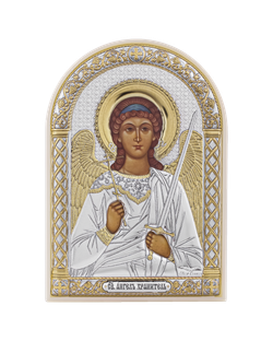 Ангел хранитель, икона арочная, пластик белый 80х115
