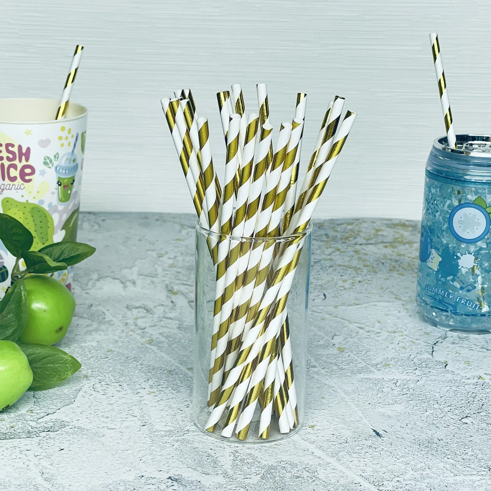 Трубочка для коктейля «Праздник» 19,5 см d-6 мм (набор 25 шт), Золото