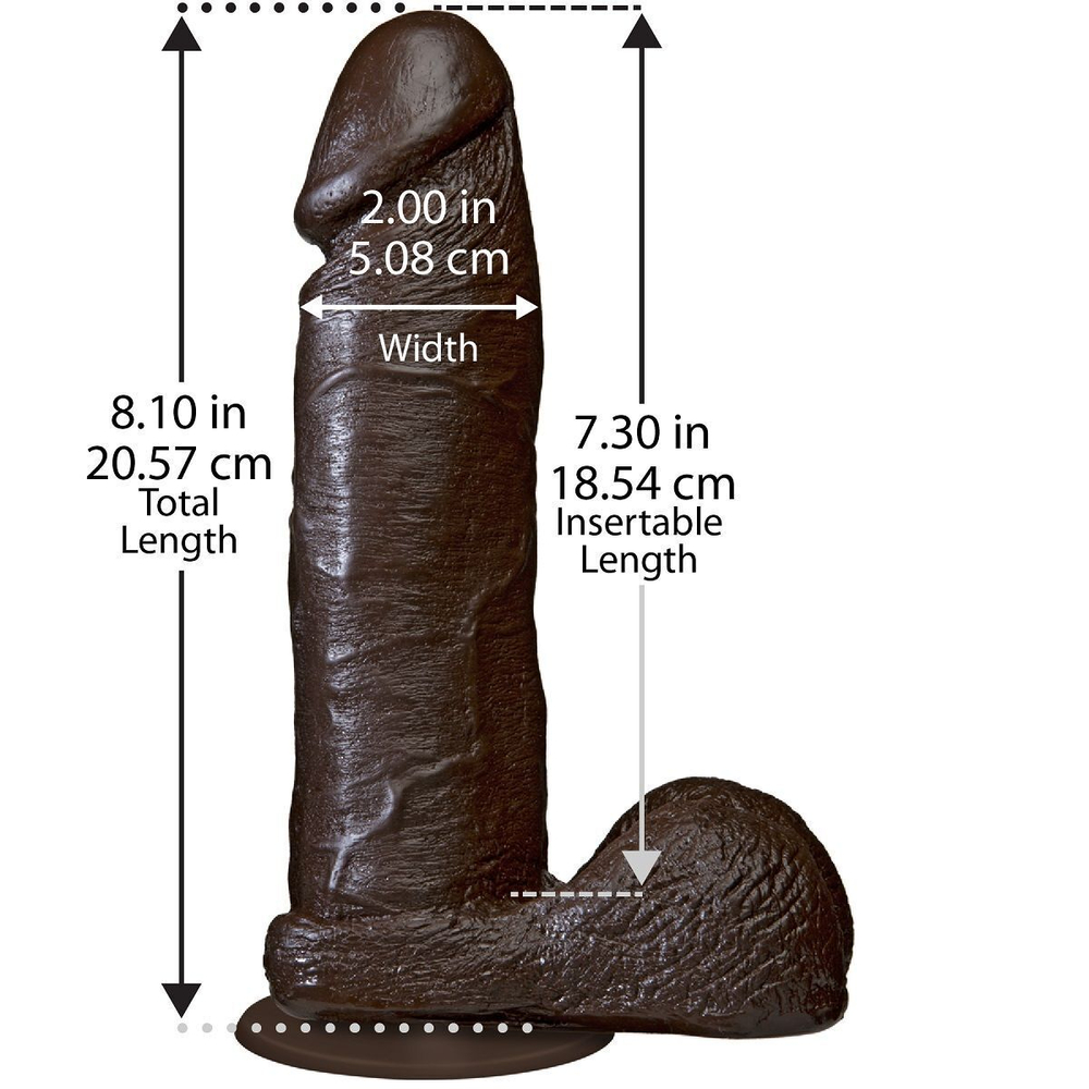 Коричневый фаллоимитатор The Realistic Cock 8” with Removable Vac-U-Lock Suction Cup - 20,57 см. (Цвет: коричневый)