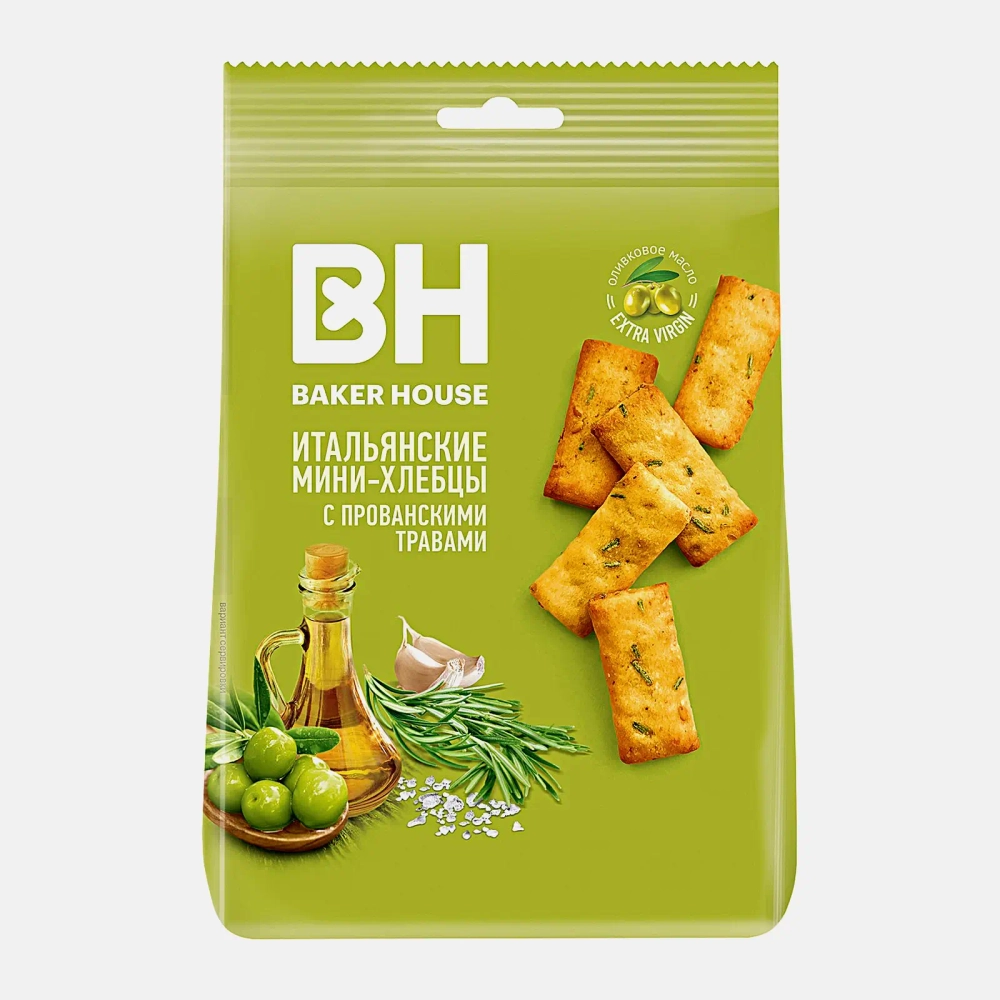 Хлебцы Итальянские с прованскими травами оливковым маслом и морской солью Baker House 110г