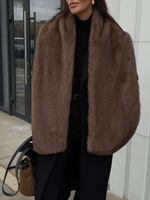 Шарф из эко-меха длинный светло-коричневый