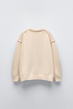 ZARA ТРИКОТАЖНЫЙ СВИТЕР, ЖЕЛТОВАТО-БЕЛЫЙ