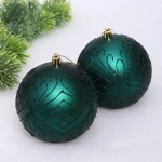 Новогодние шары 10 см (набор 2 шт) «Загадочная мечта», изумруд