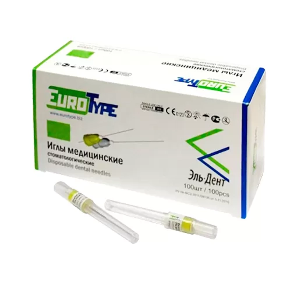 Иглы карпульные 30G 0,3х21 мм EuroType 100 шт