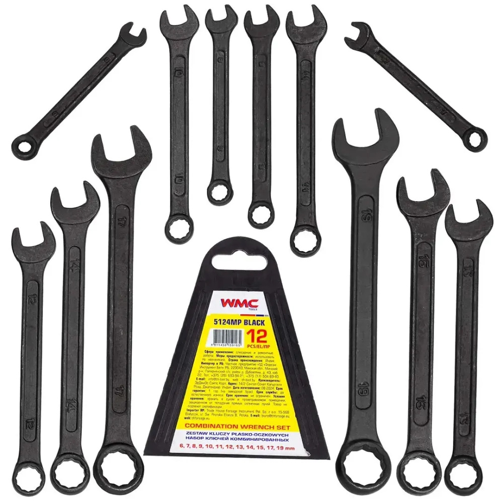 Набор ключей комбинированных 12пр. WMC TOOLS WMC-5124MP Black
