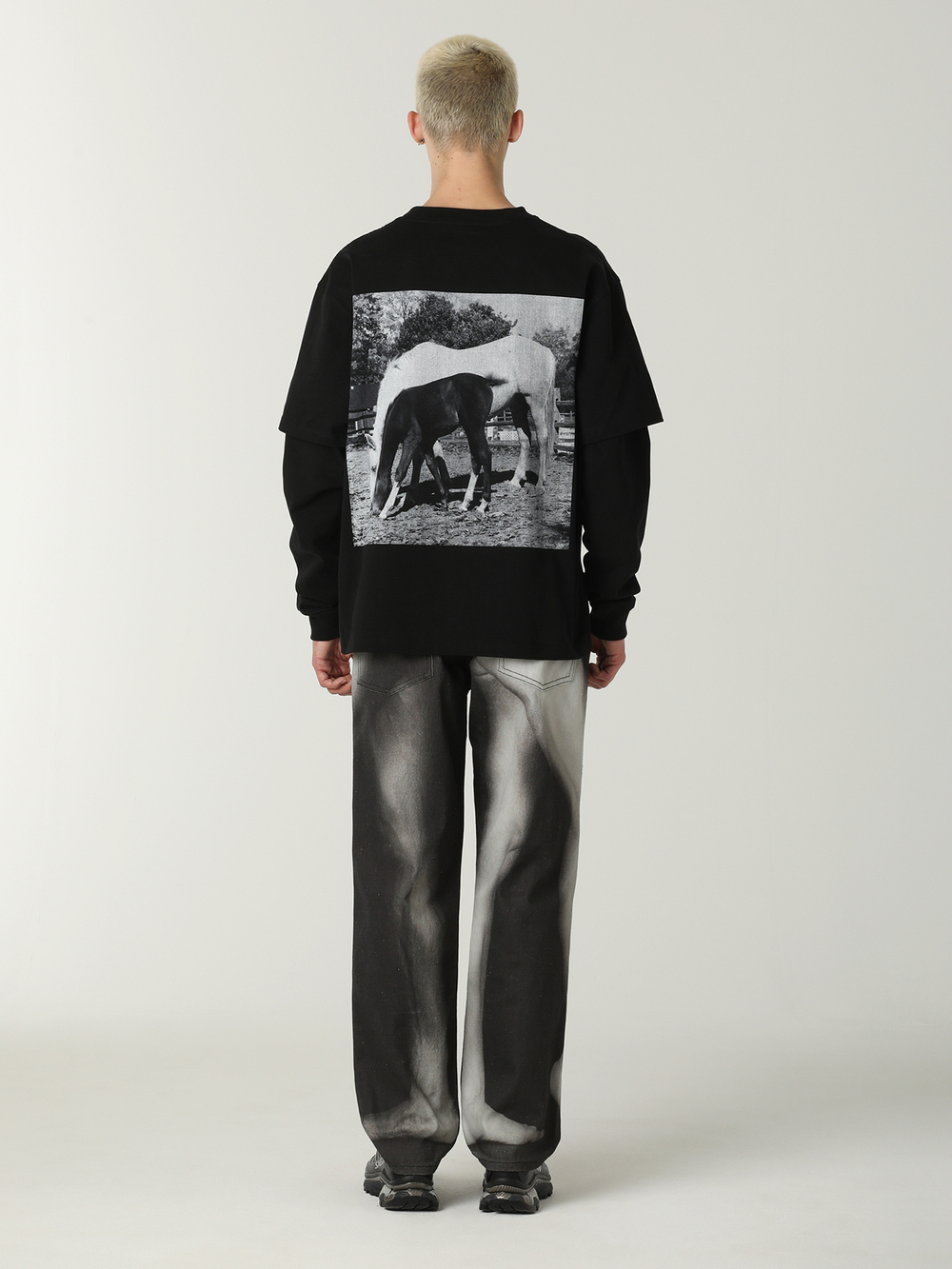 Мужской Лонгслив Horses Layered