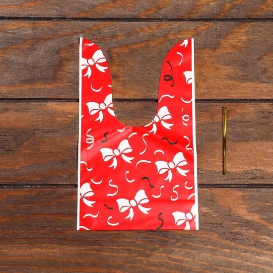 Новогодние подарочные пакеты, 5шт., 13 * 23 см, красный