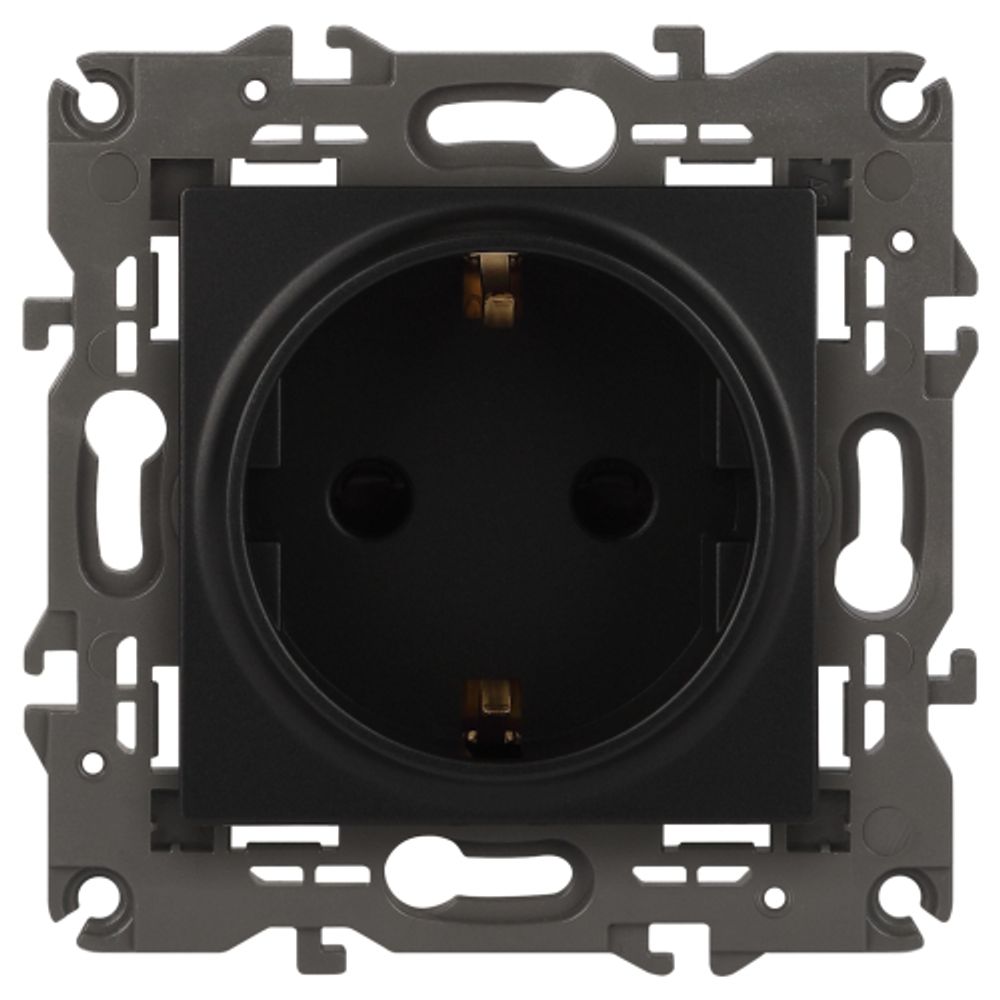 14-2101-05 ЭРА Розетка 2P+E Schuko, 16A-250В, IP20, Эра Elegance, антрацит