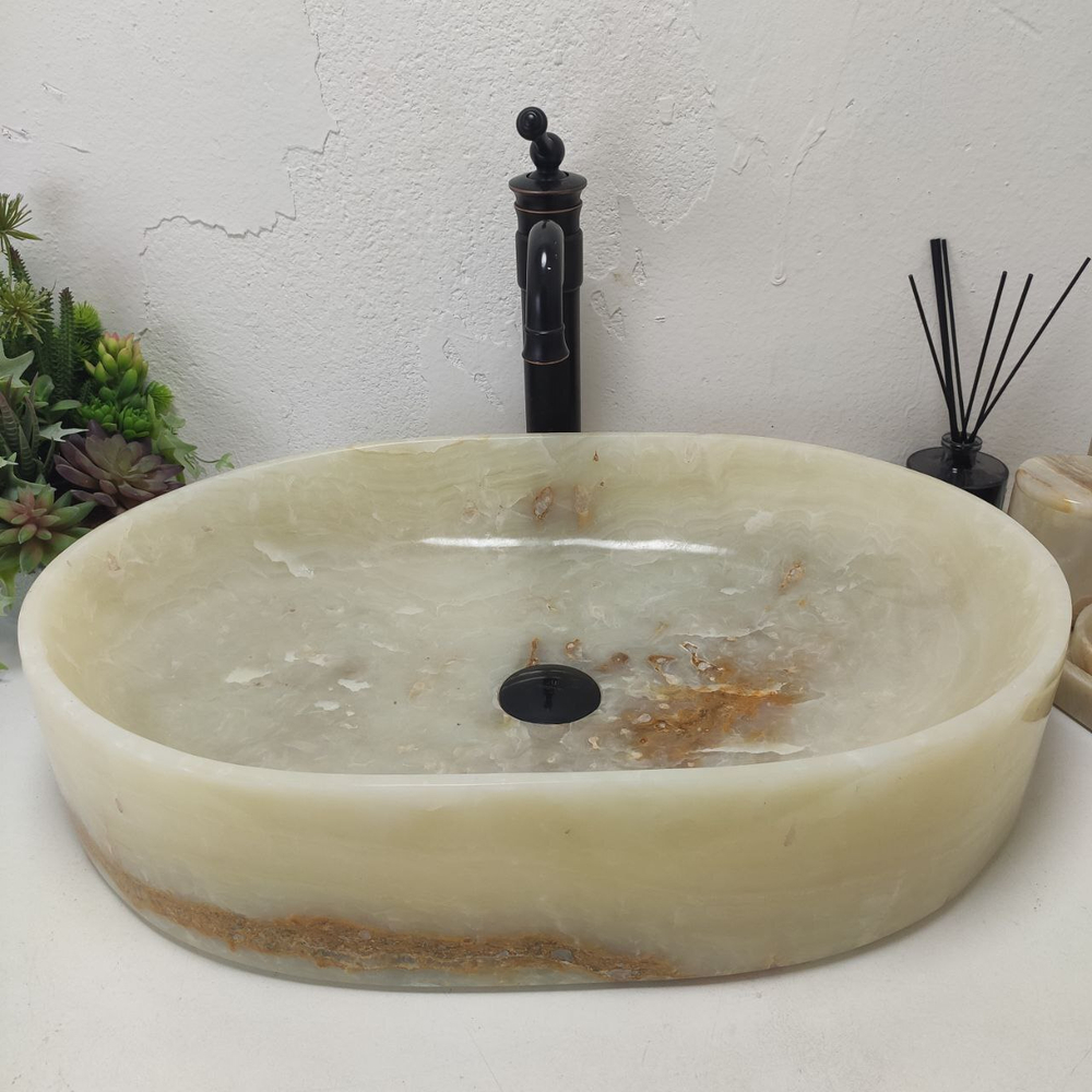Раковина из оникса Oval Green Big OY-61593 60*40*13