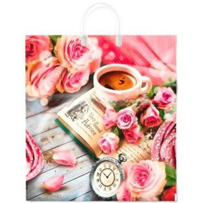 Пакет с пластиковой ручкой ПВД 40х44 (100 мкм) "Любимая книга" лам. (10/100 шт.) Интерпак