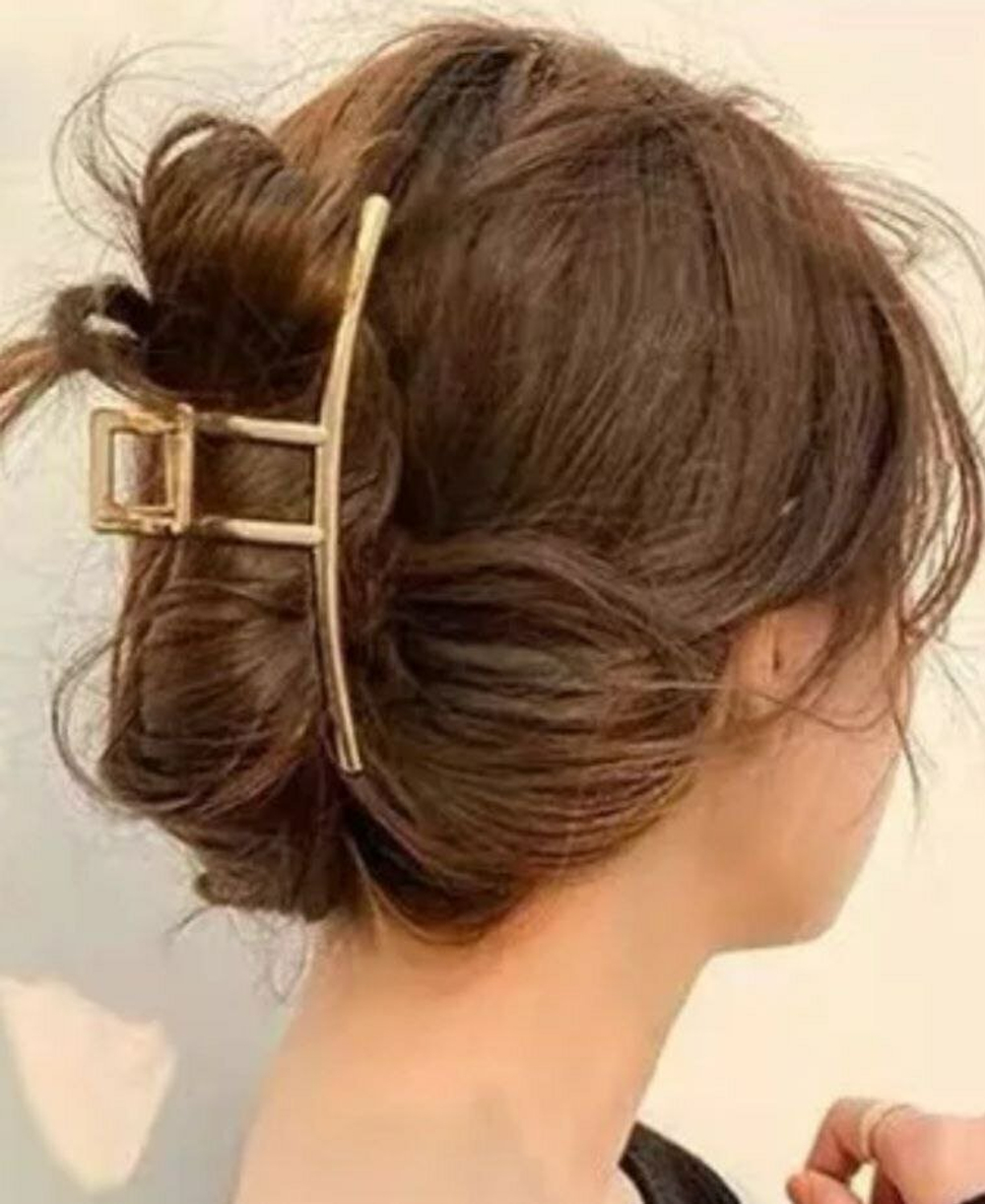 Заколка Краб. Модерн. Усиленная. Металлическая. Для прически хвост. Для всех типов волос. Цвет золото