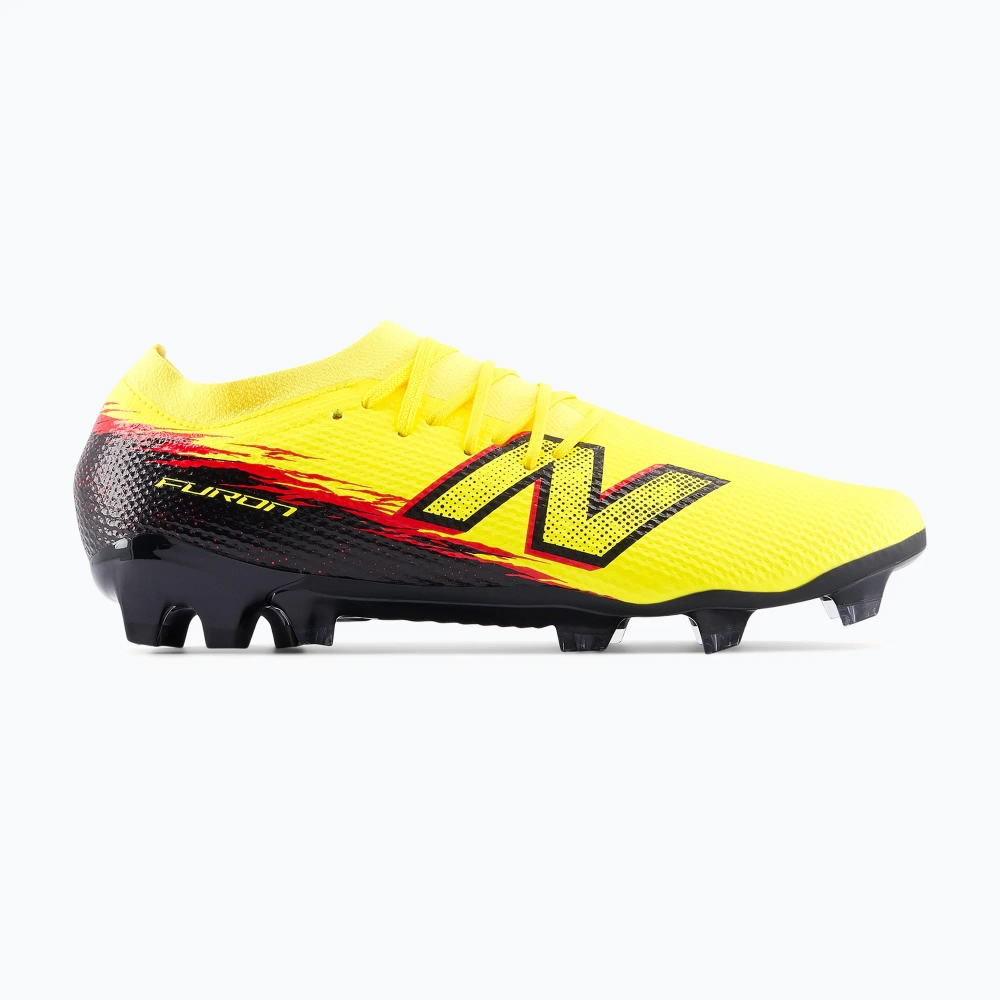 Футбольные бутсы New Balance Furon Team V8 FG punch yellow/black 100/fire cracker