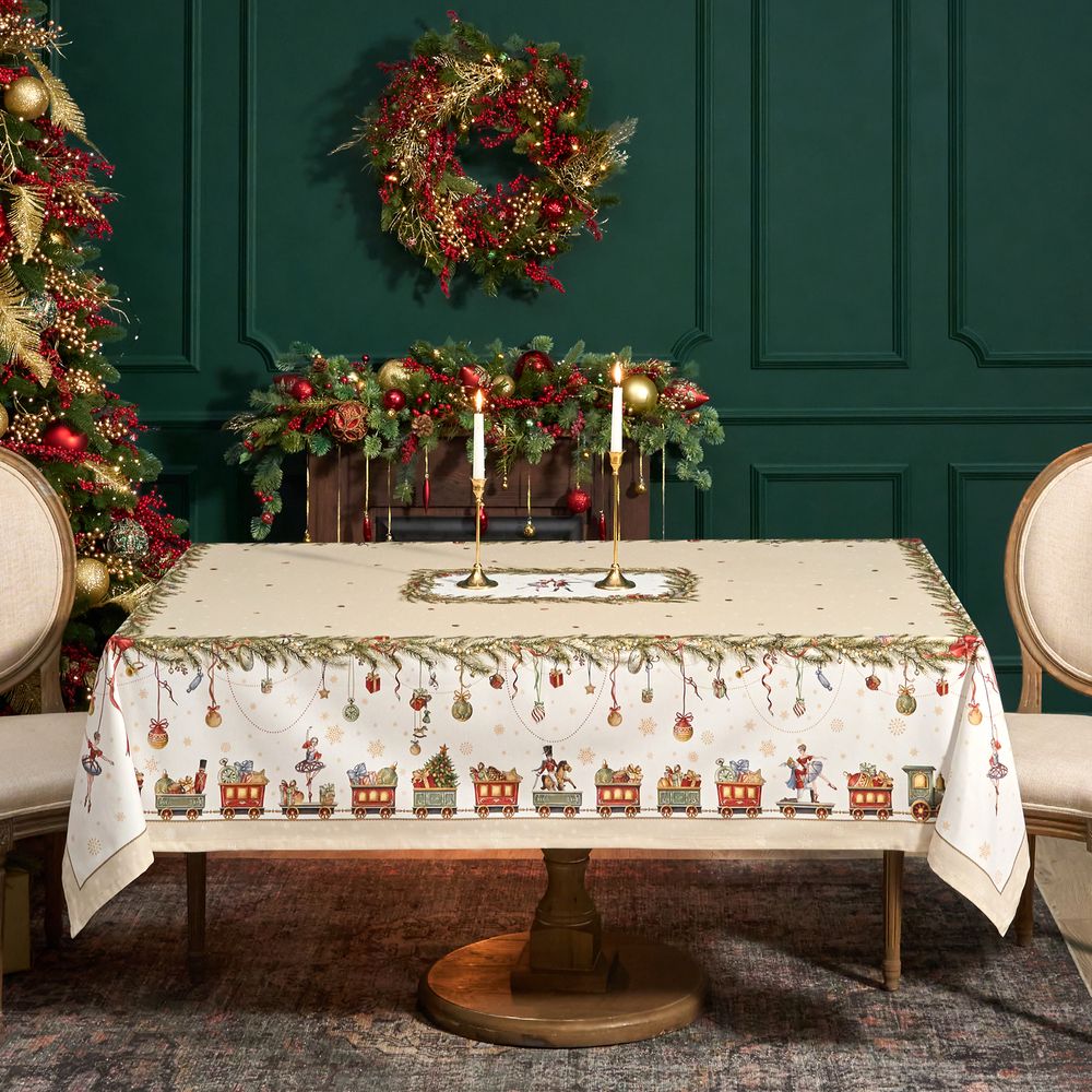 СКАТЕРТЬ "ЩЕЛКУНЧИК" 160Х220СМ БЕЖЕВЫЙ,100% ХЛОПОК,ТВИЛ