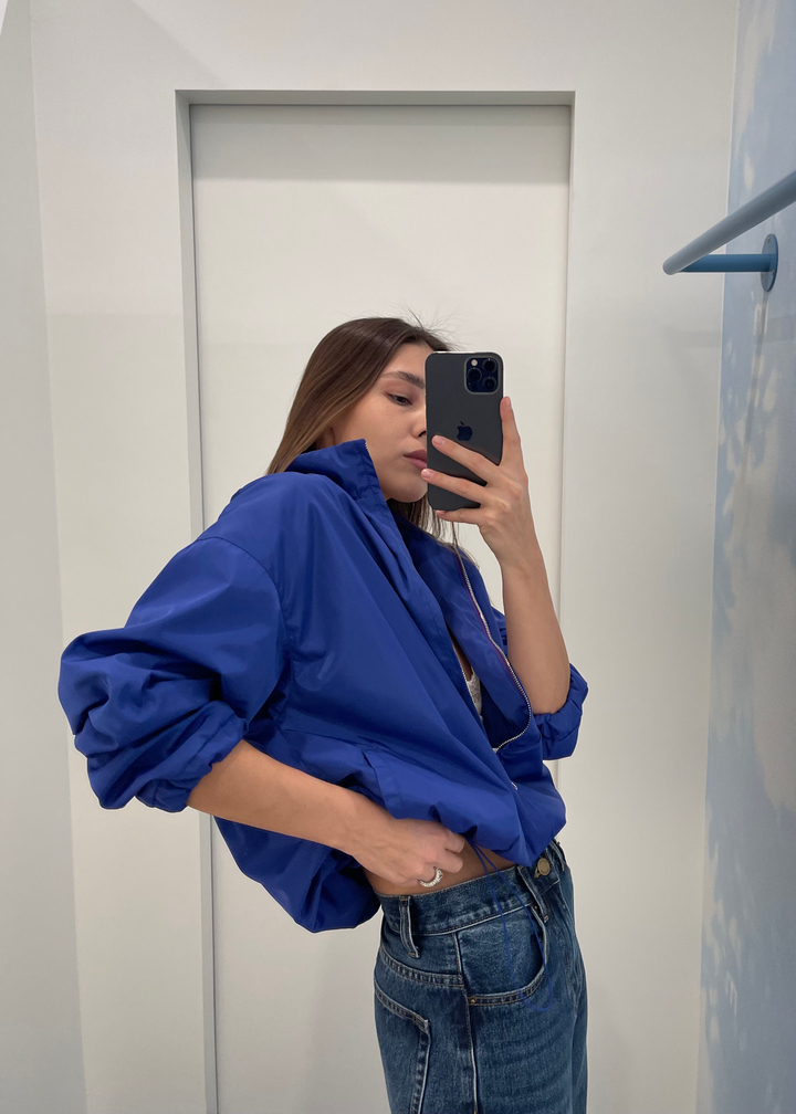 Бомбер из нейлона фиолетовый