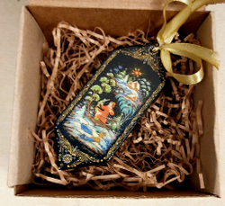 Ёлочная игрушка/сувенир "Конфета с росписью Палех "По-щучьему веленью"