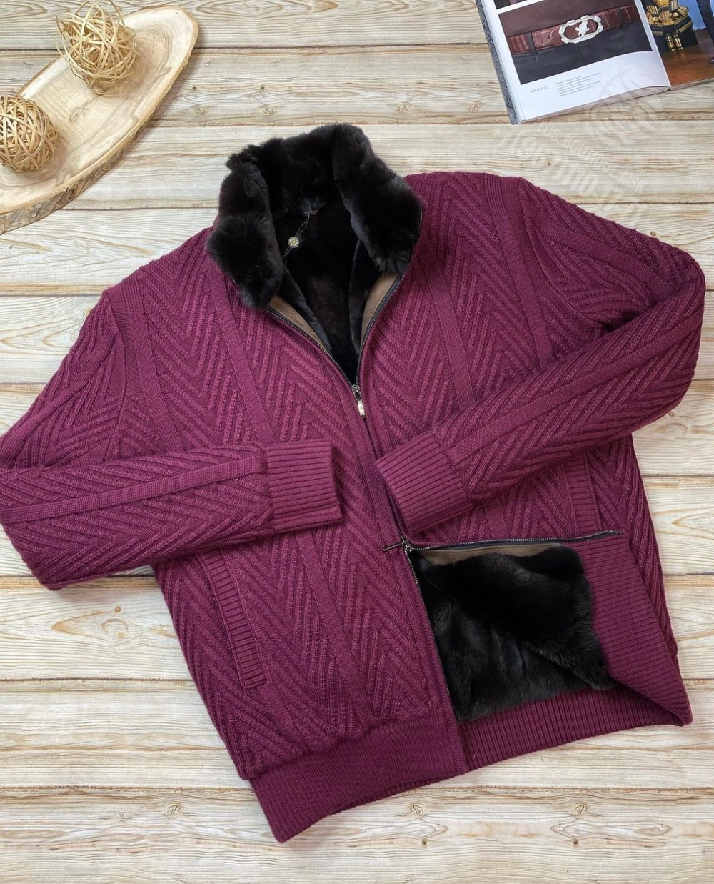 Кардиган с мехом Loro Piana