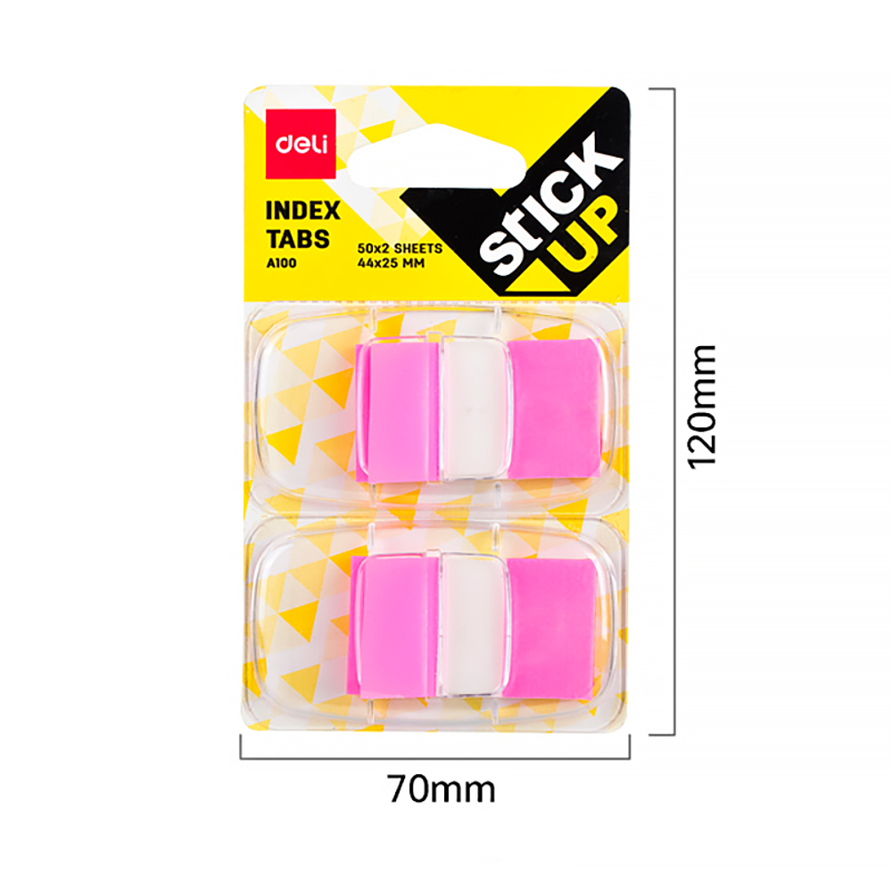 Закладки клейкие DELI 44 х 25 мм, пластиковые, ассорти, 100 листов