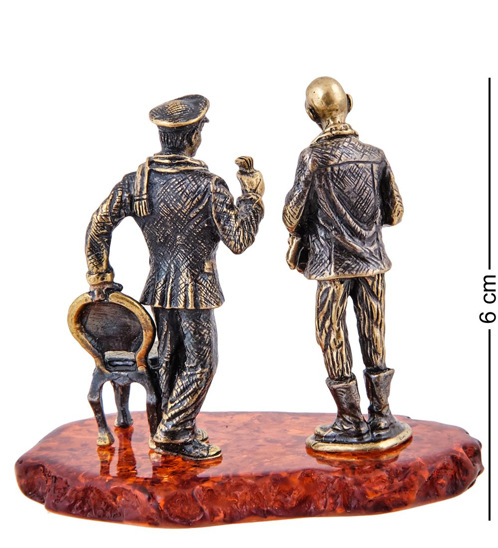 AM-3666 Фигурка «Киса Воробьянинов и Остап Бендер» (латунь, янтарь)