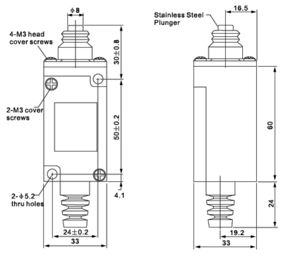 CHL-5100 Конечный выключатель с нажимной кнопкой