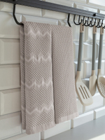 Набор кухонных полотенец 2шт DeNASTIA вафля зиг-заг / однотон 270gsm 35x70, 100% хлопок, бежевый