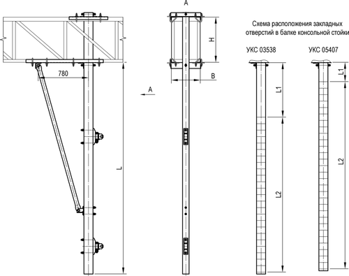 Стойка консольная промежуточная для крепления консоли