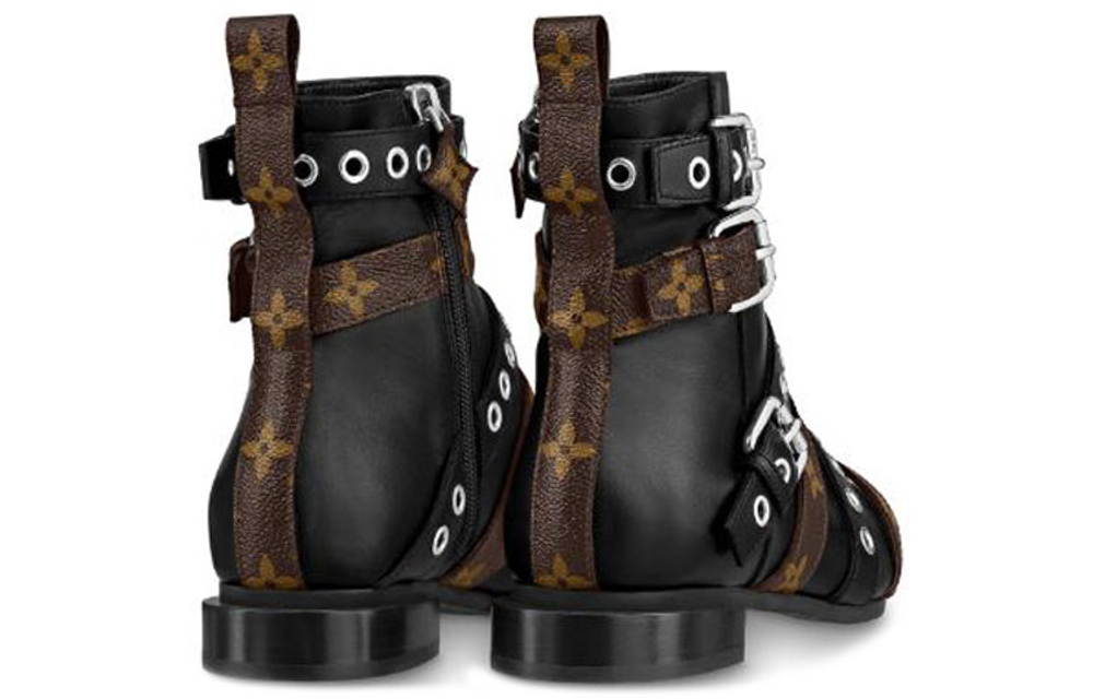 LOUIS VUITTON Jumble Ankle Boots "Black With Multiple Straps" Women"s