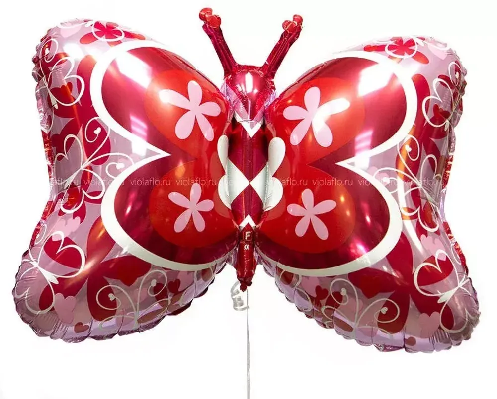 Шар (35"/89 см) Фигура, Бабочка Декор, Фуше 1 шт.