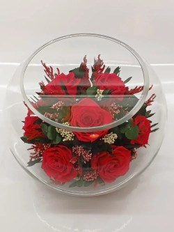натуральные розы в стекле, вакуум*