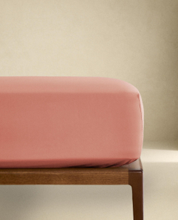 Zara Home - Простыня с ситцевой резинкой, высота 30 см (вес 200 нитей), коралловый, 90х200х30 см