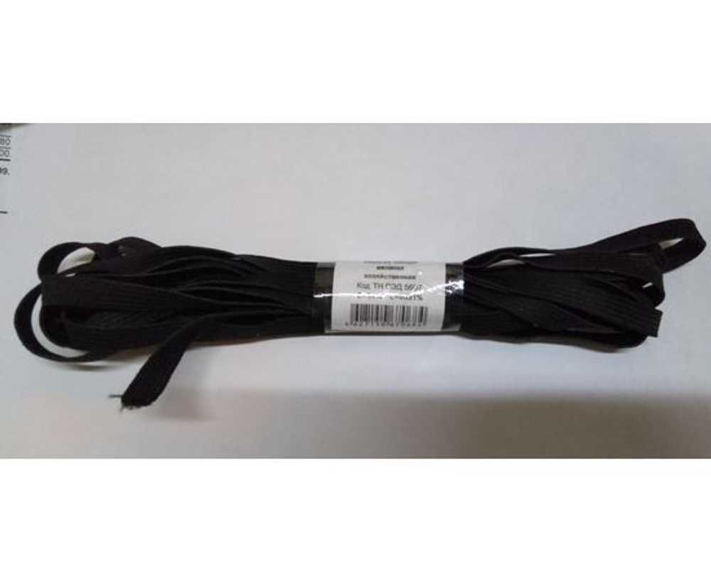 Резинка для шитья вязаная бельевая 8мм черная 10м, эластичная лента для одежды