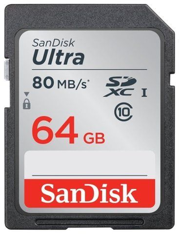 Карта памяти SanDisk Ultra SDXC Class 10 UHS-I 80MB/s 64GB (SDSDUNC-064G)