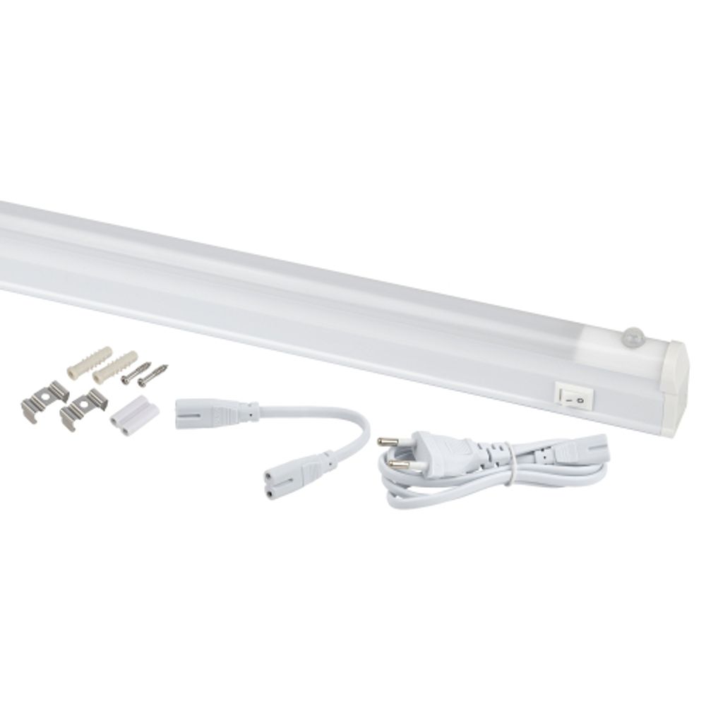 Линейный светодиодный светильник ЭРА LLED-02-12W-4000-MS-W 12Вт 4000K L874мм с датчиком движения | Бытовые светодиодные линейные светильники