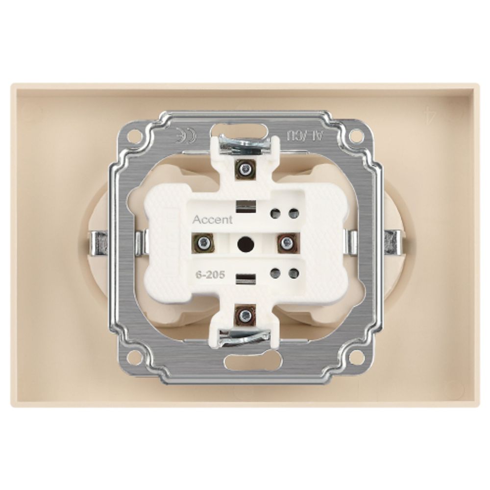 Розетка Intro Accent 6-205-03 2X2P+E Schuko, 16А-250В, IP20, СУ, AL/CU, алюминий