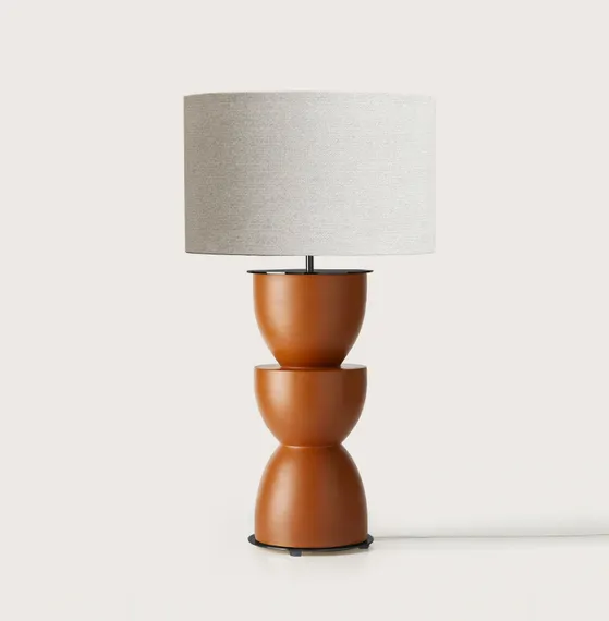 Настольная лампа Metric черный металл, кремовый абажур 801031/41