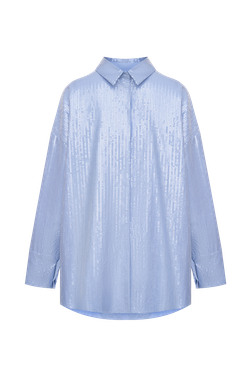 Рубашка с пайетками (Office Queen), голубая