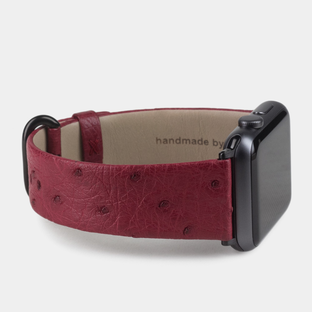 Ремешок для Apple Watch 44/45/46 mm из кожи страуса, цвета фуксии