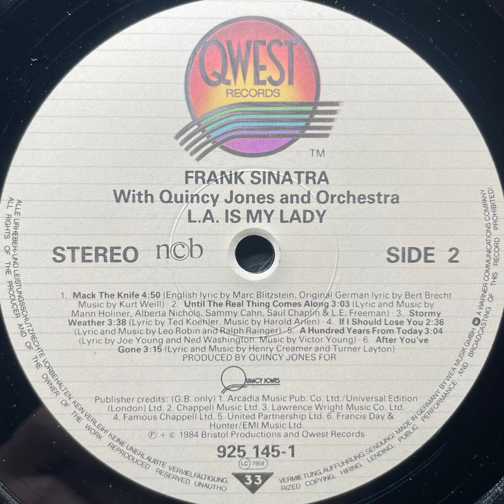 Frank Sinatra With Quincy Jones And Orchestra ‎– L.A. Is My Lady (Скандинавия 1984г.)