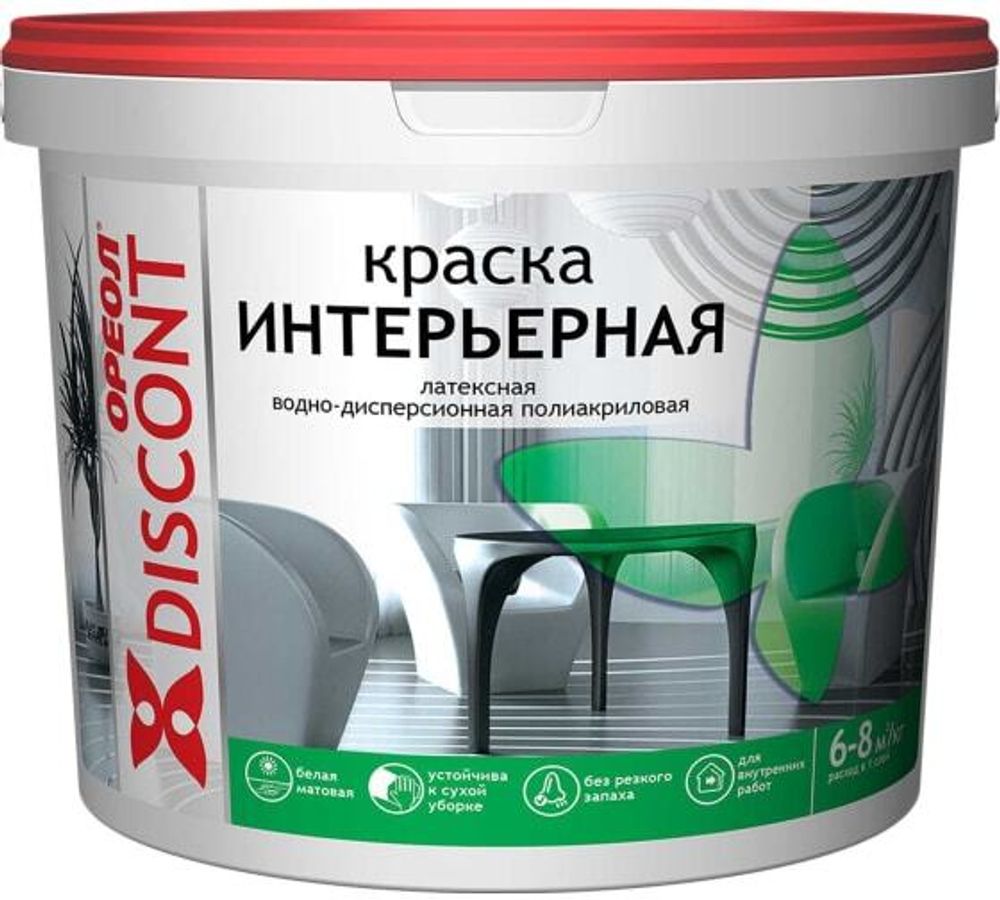 Краска В/Д 13кг интерьерная полиакриловая Ореол Дисконт