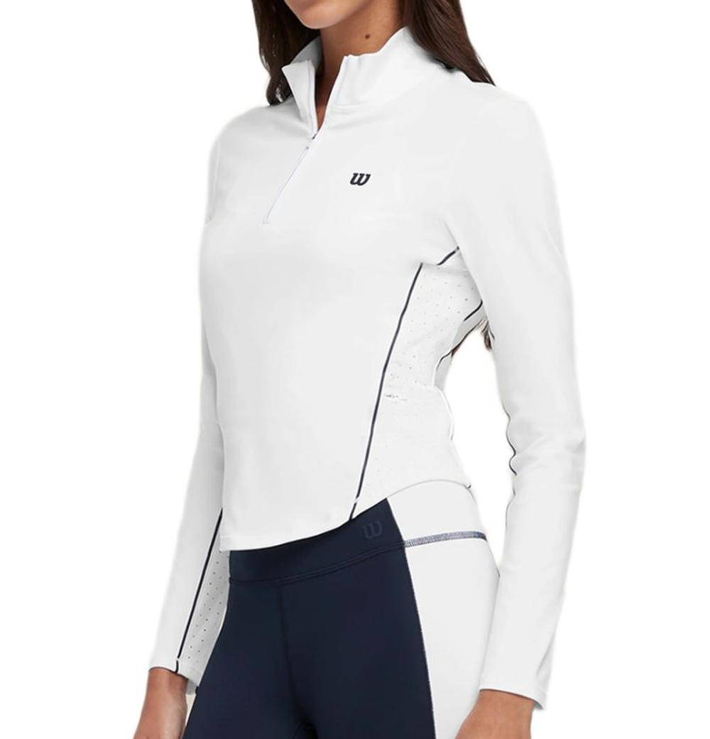 Женская теннисная футболка   Wilson Brentwood Half-Zip Longsleeve