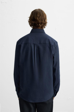 ZARА РУБАШКА ИЗ ХЛОПКОВОЙ ФЛАНЕЛИ, МОРСКОЙ СИНИЙ