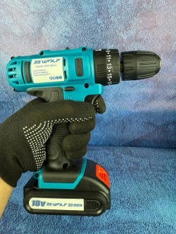 Дрель шуруповерт аккумуляторный TibWolf 18V 2 АКБ с набором инструментов 24 насадки и перчатки в наборе