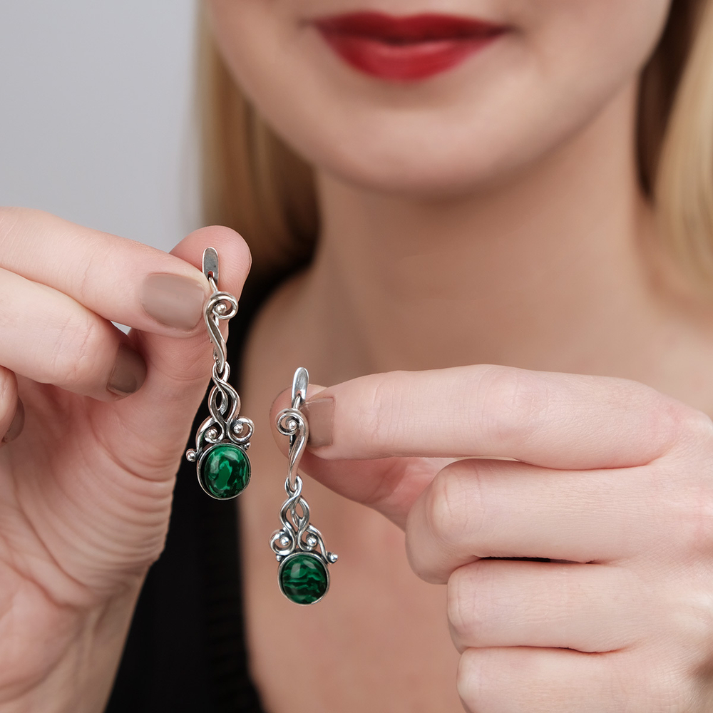 "Верди" серьги в серебряном покрытии из коллекции "Самоцветы" от Jenavi с английским замком